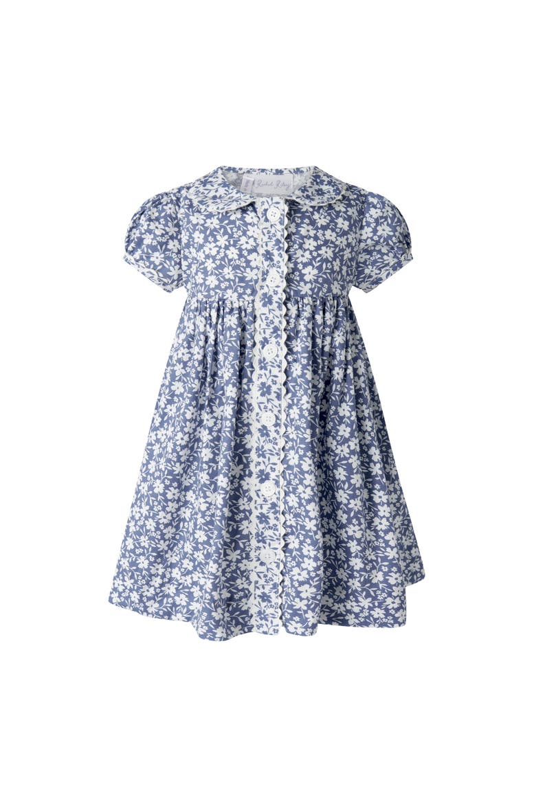 Floral Button-Front Dress and Bloomers, Alternate, color, Blue