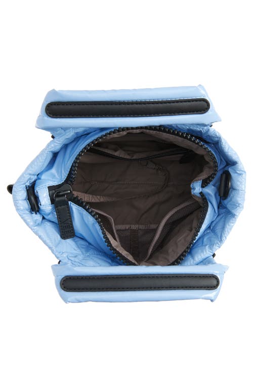 Veecollective Mini Vee Water Repellent Quilted Nylon Tote In Cerulean Vinyl