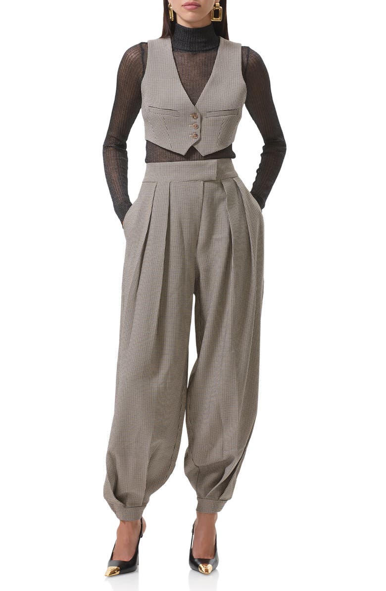 AFRM Tiffany Houndstooth Balloon Pants, Alternate, color, Black Cream Houndstooth