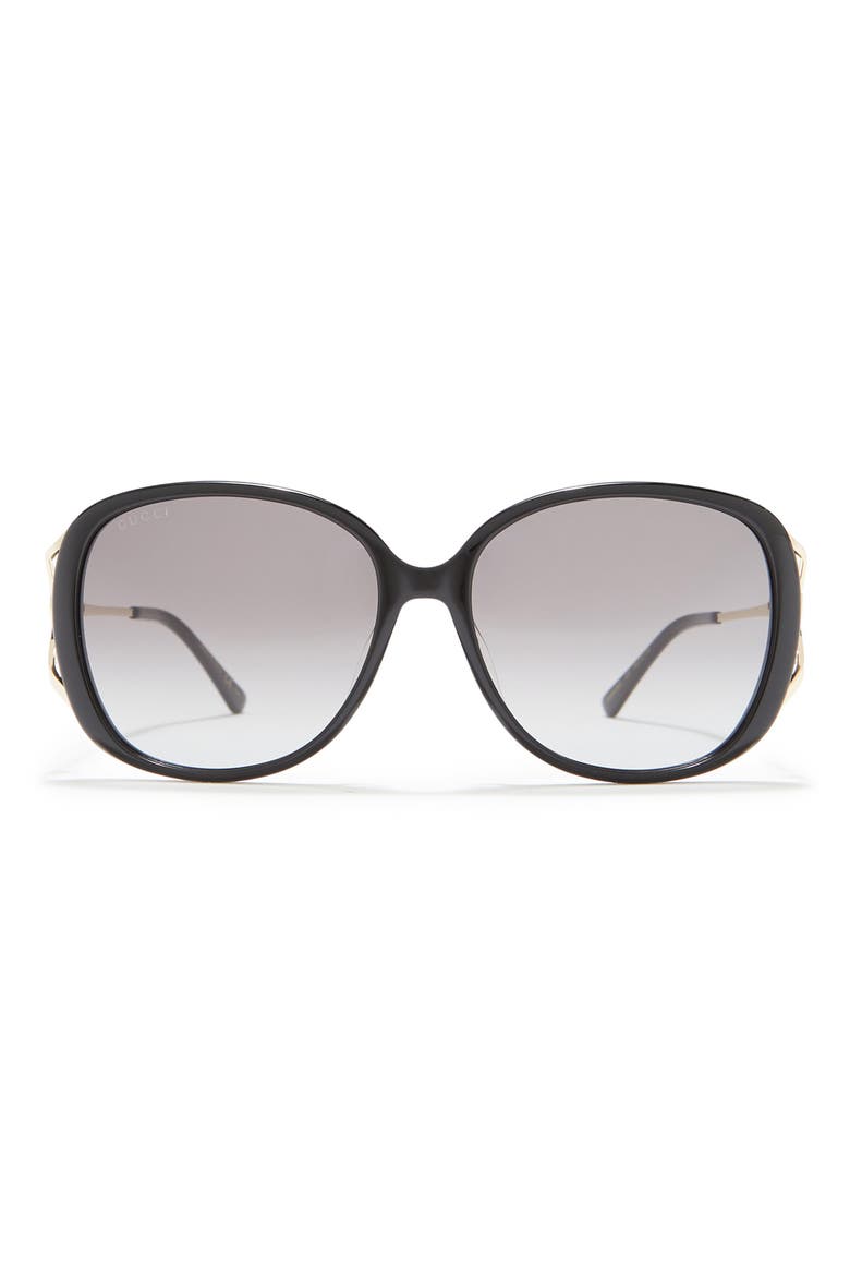 58mm Oval Sunglasses, Main, color, BLACK