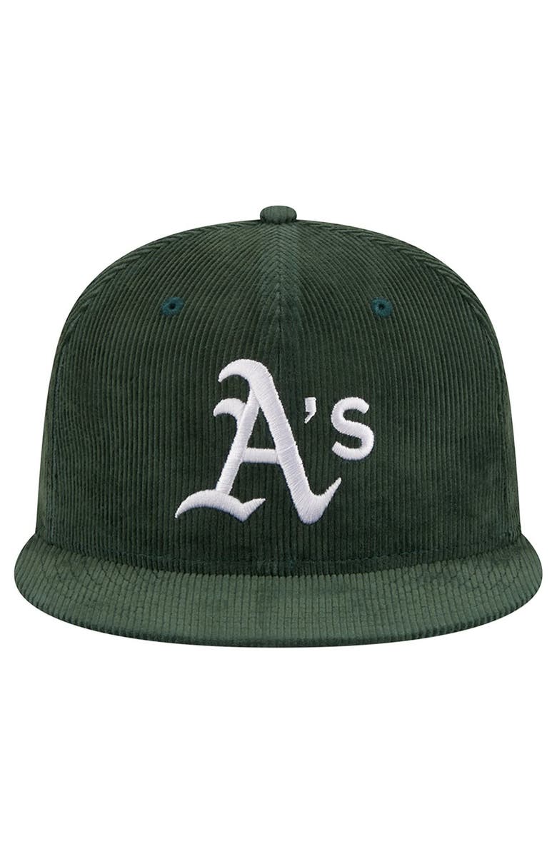 New Era Men's New Era Green Oakland Athletics Throwback Corduroy 59FIFTY Fitted Hat, Alternate, color,