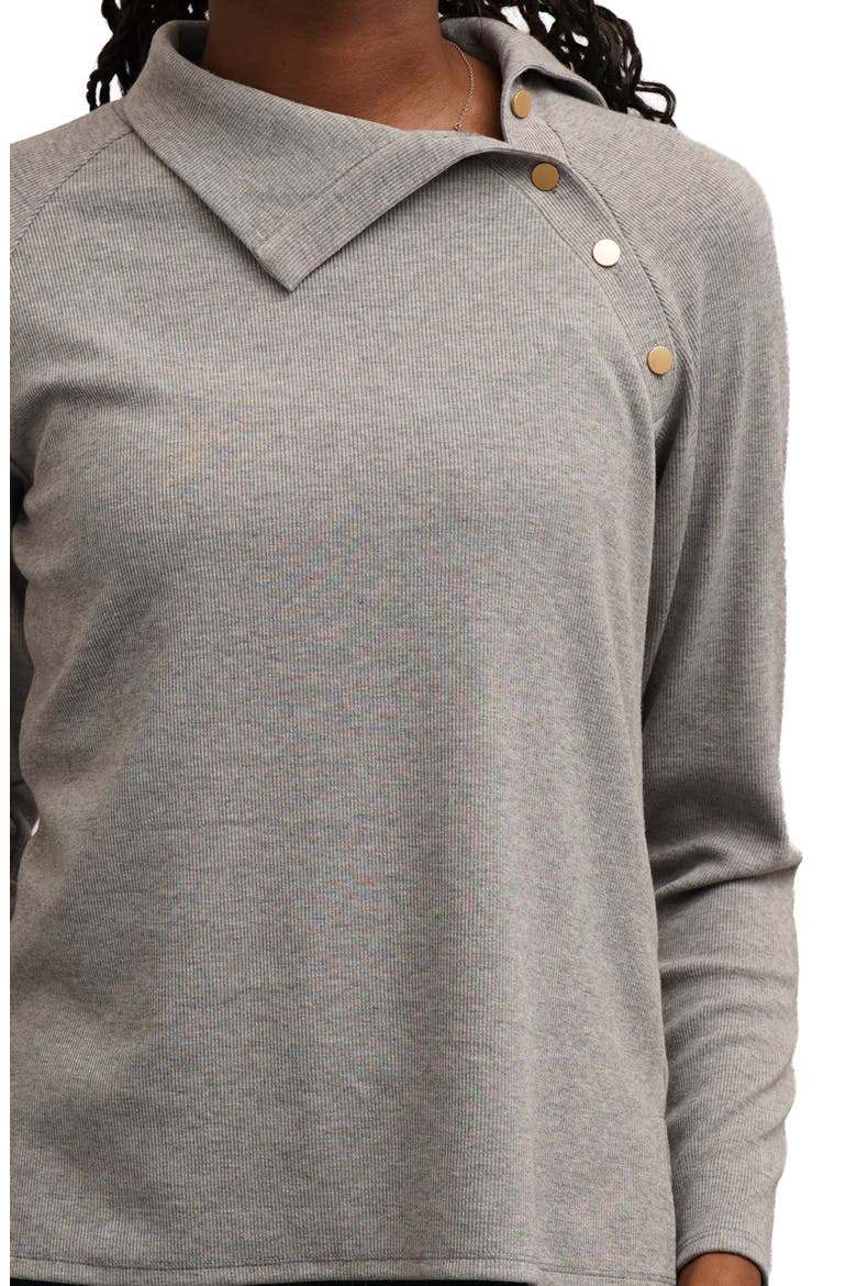 Asymmetric Neck Button Trim Top, Alternate, color, GREY