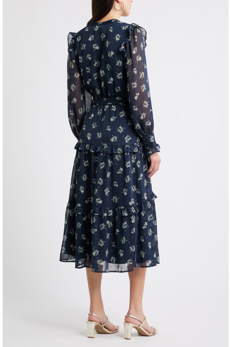 Floral Fil Coupé Long Sleeve Midi Dress, Alternate, color, NAVY MATHILDE FLORAL