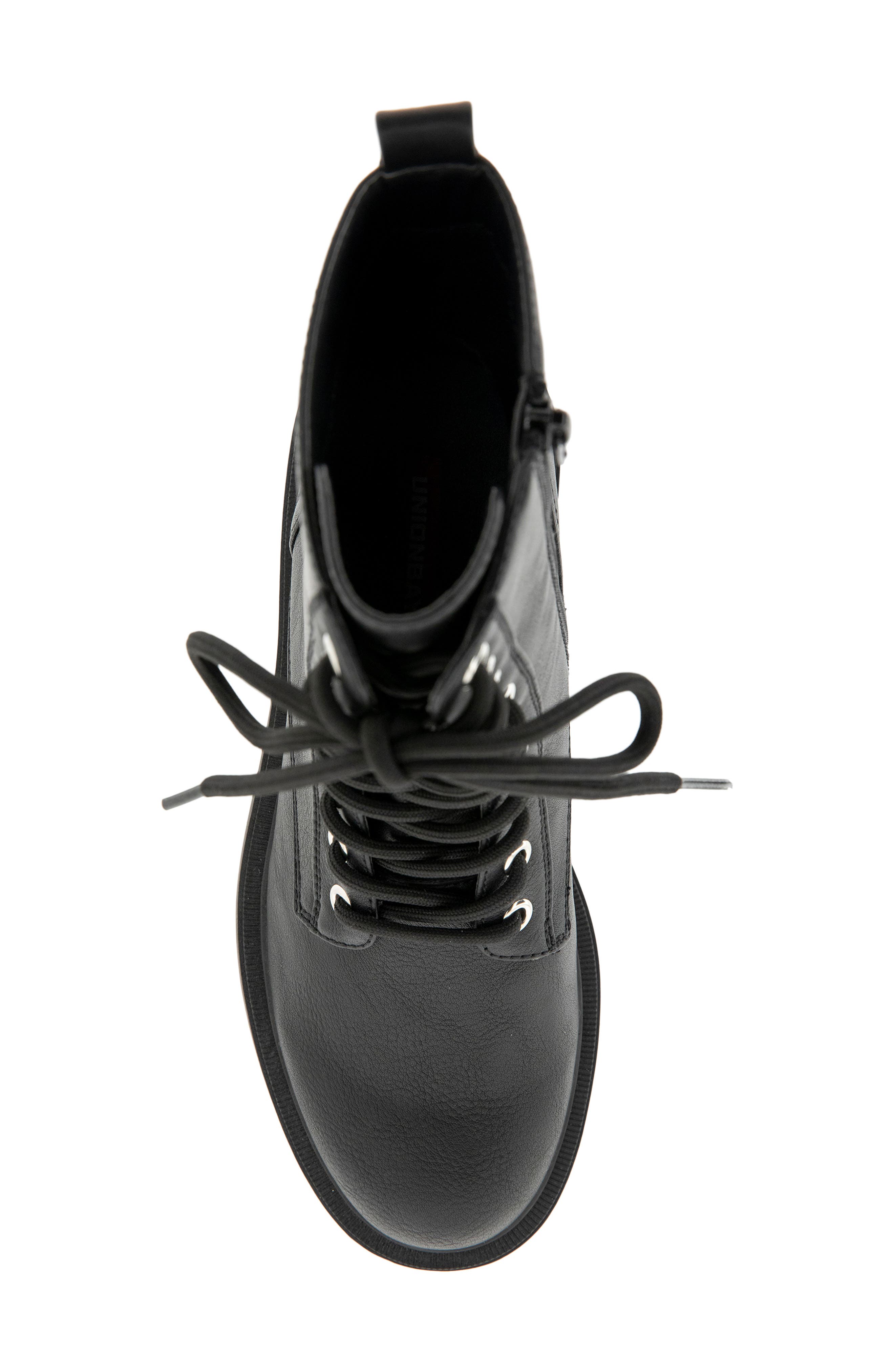Sylver Faux Leather Combat Boot, Alternate, color, BLACK