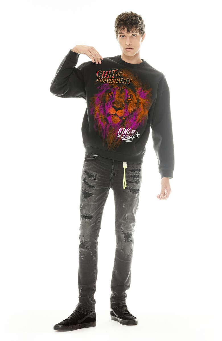 Cult of Individuality King of the Jungle Graphic Sweatshirt, Alternate, color, Pirate Black