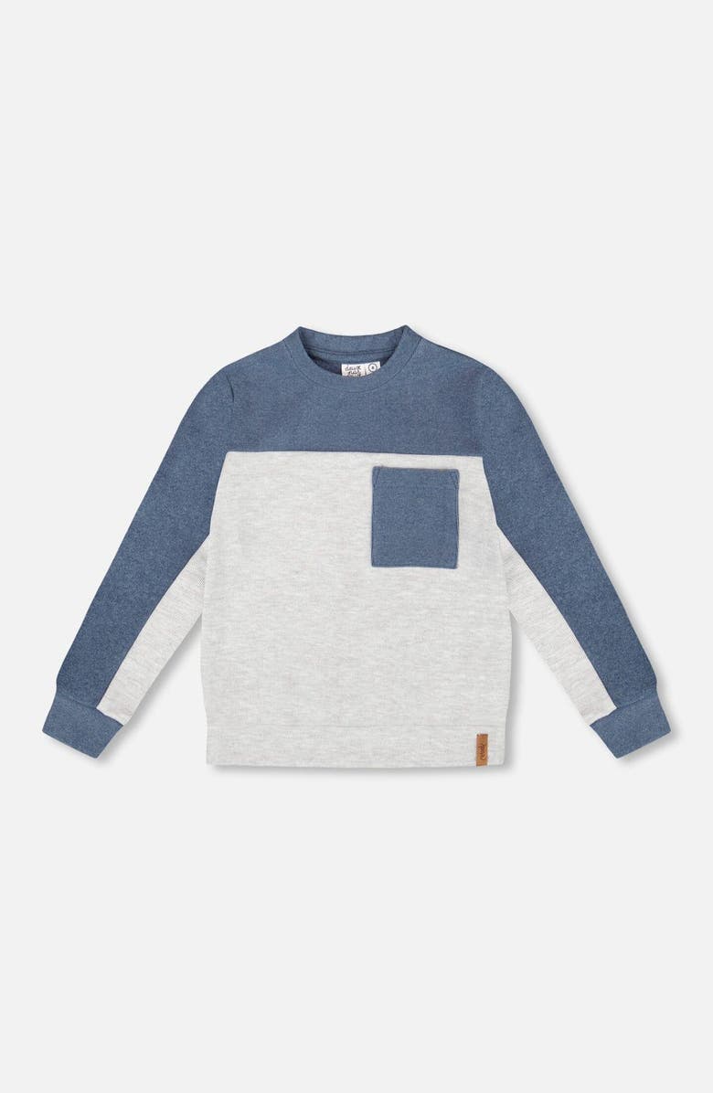 Deux par Deux Long Sleeve Super Soft Brushed Jersey Top Color Block, Main, color, Light Heather Gray