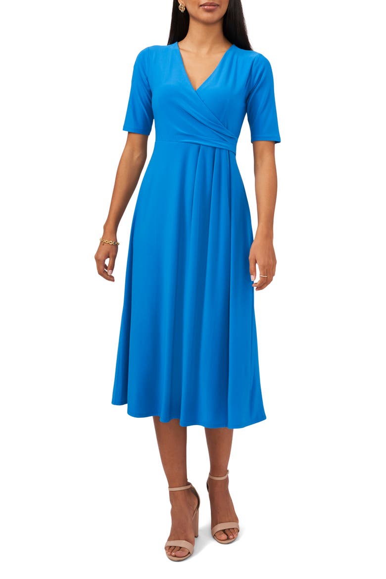 Surplice Faux Wrap Midi Dress, Main, color, JEWEL BLUE