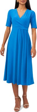 Chaus Surplice Faux Wrap Midi Dress