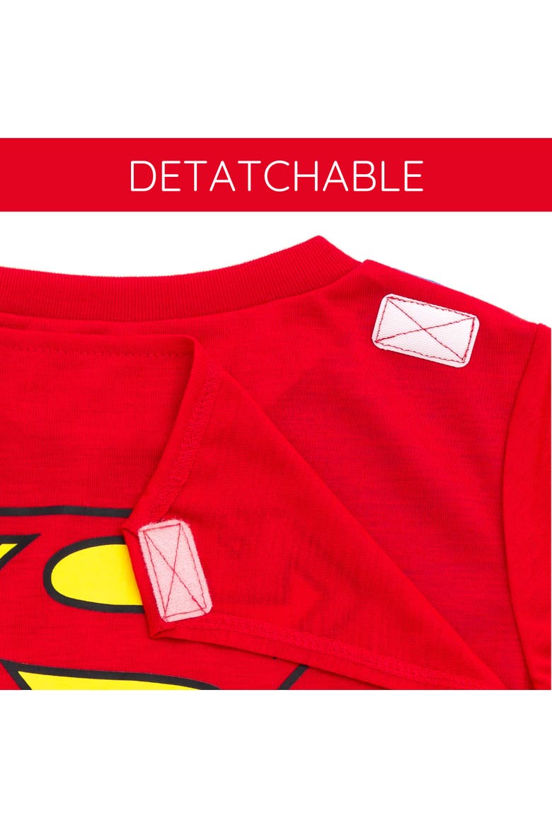 Justice League Pajama Shirt and Shorts Set with Cape, Alternate, color, Blue Red Superman