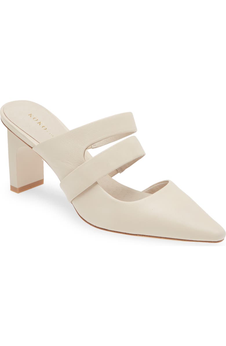 KOKO + PALENKI Century Pointed Toe Mule, Main, color, Beige Leather