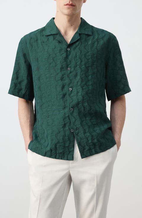 Tonal Stripe Camp Shirt