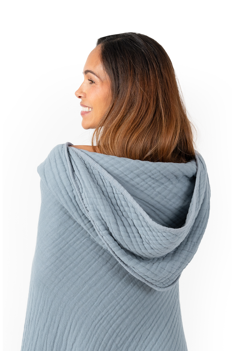 Adult Muslin Hooded Towel, Alternate, color, Pacific Blue