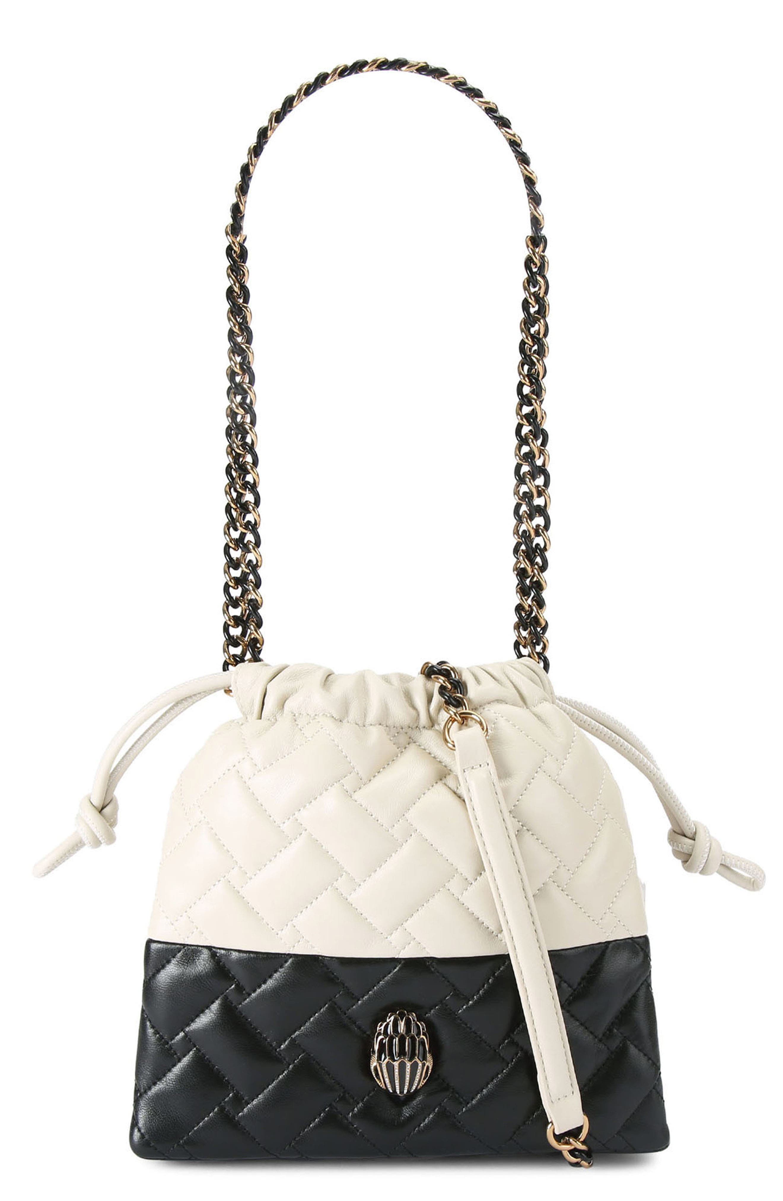 Kurt Geiger London Small Kensington Drawstring Quilted Leather Bucket Bag
