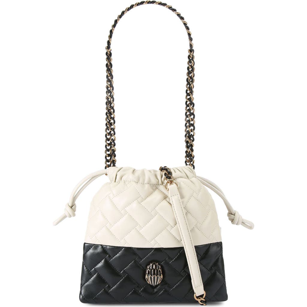 Kurt Geiger London Small Kensington Drawstring Quilted Leather Bucket Bag In Gray