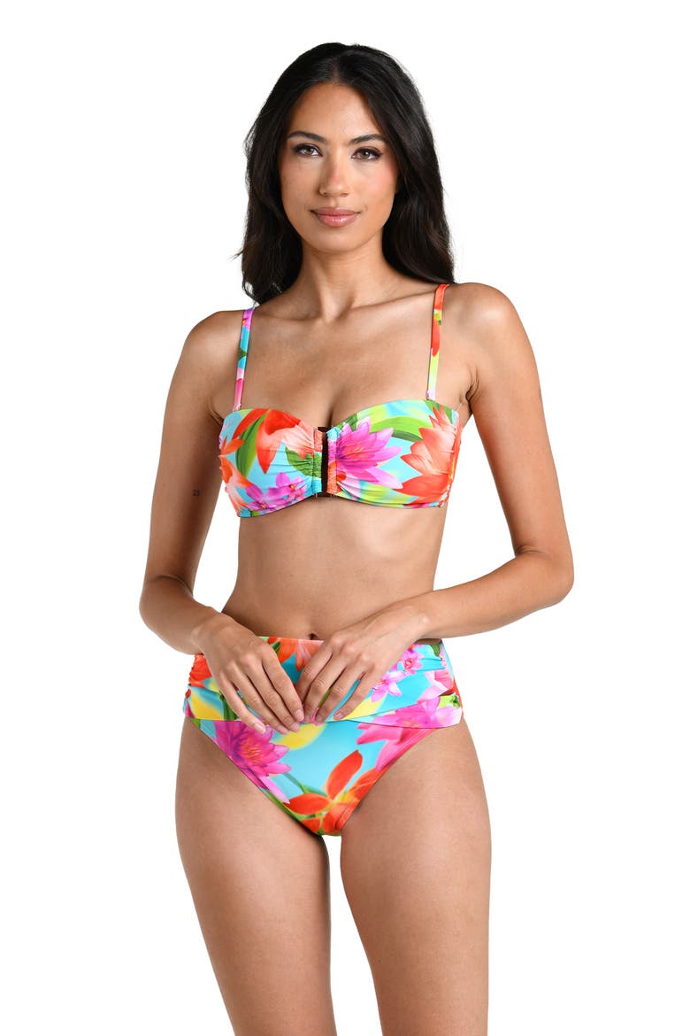 Sunset Botanica Bandeau Bikini Top, Alternate, color, BLUE/ GREEN MULTI