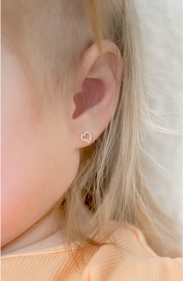 In Season Jewelry 14k Cubic Zirconia Encrusted Heart Earrings, Alternate, color, Gold