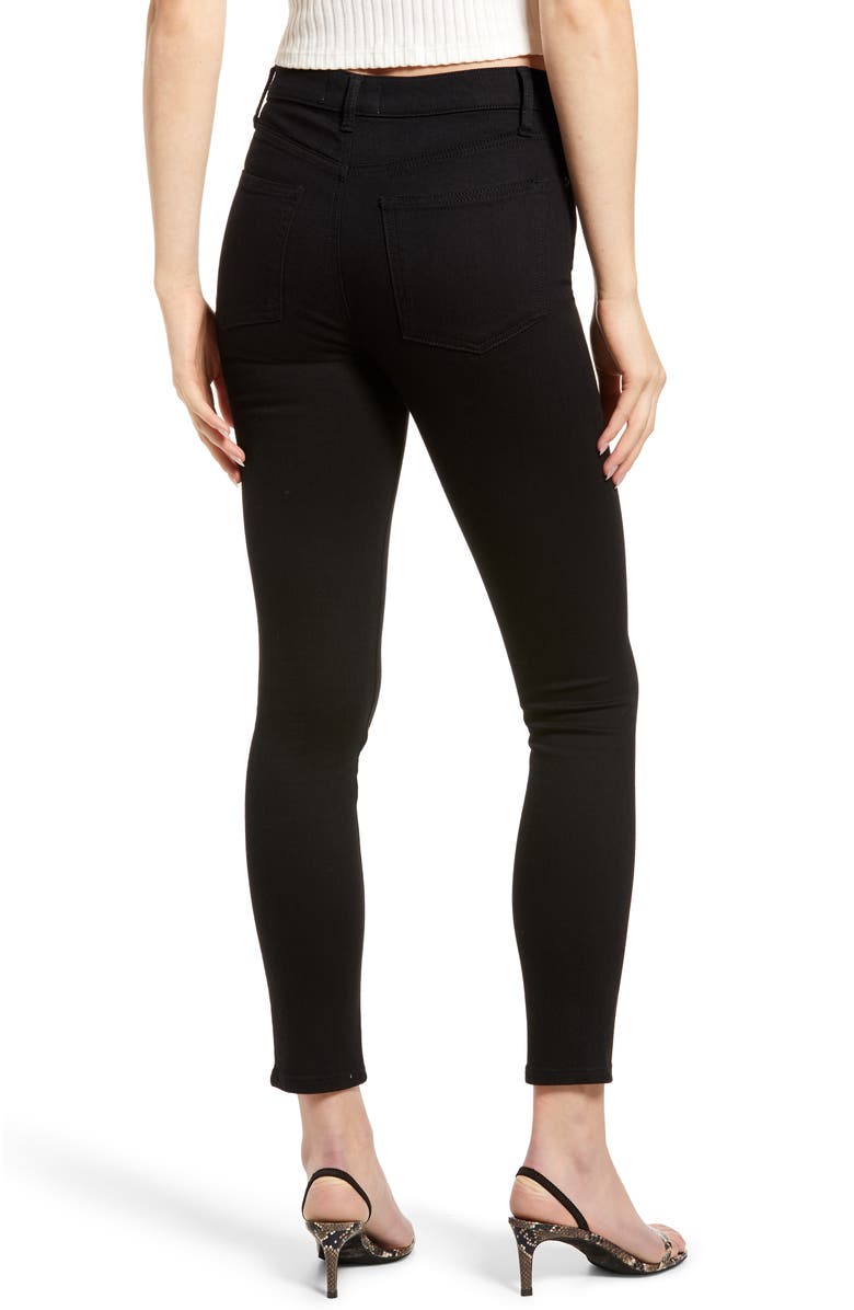 Reformation Harper High & Skinny Jeans, Alternate, color, Black