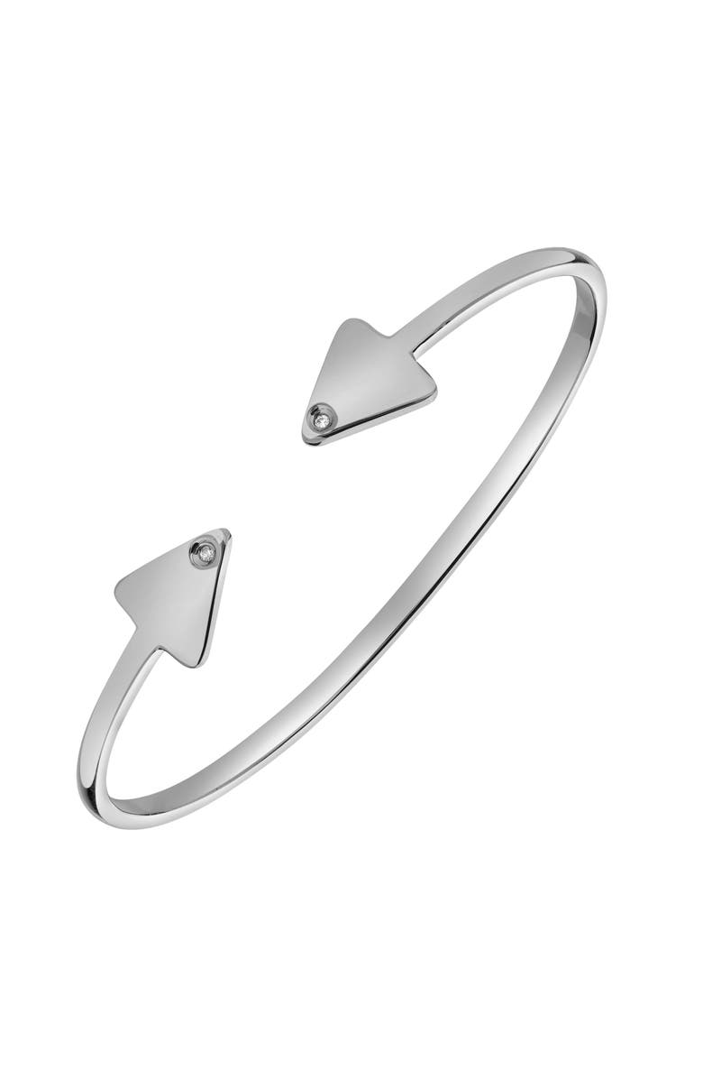 LuvMyJewelry Arrow of Light 0.02 Ct Diamond Bangle in 925 Sterling Silver, Main, color, Sterling Silver