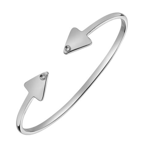 Arrow of Light 0.02 Ct Diamond Bangle in 925 Sterling Silver