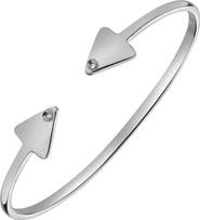LuvMyJewelry Arrow of Light 0.02 Ct Diamond Bangle in 925 Sterling Silver