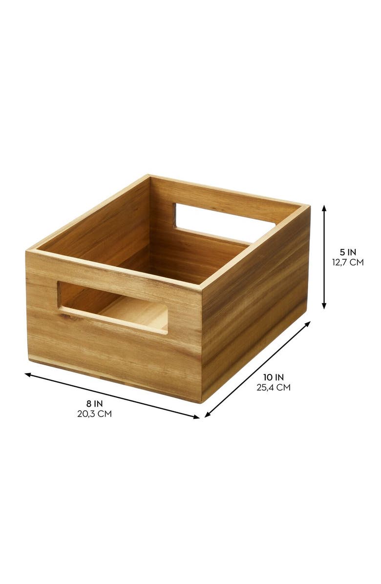 iDesign Acacia Wood Pantry Storage Bin with Handles, Alternate, color, Natural 4 Pack