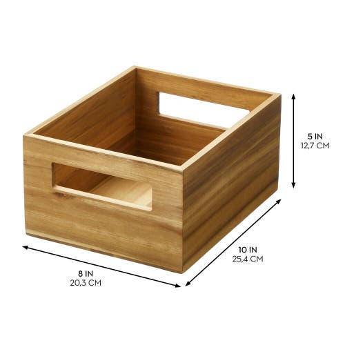Idesign Acacia Wood Pantry Storage Bin With Handles In Neutral