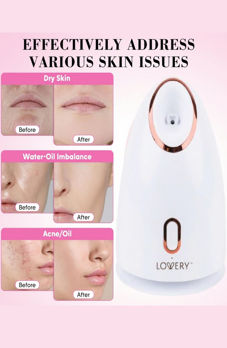 Lovery Ionic Facial Steamer Deep Cleanser & Hydration Mist for Radiant Skin, Alternate, color, White