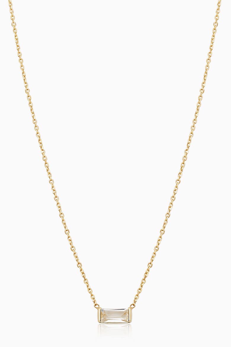 14K Gold Fresco Baguette Pendant Necklace, Main, color, Gold/White
