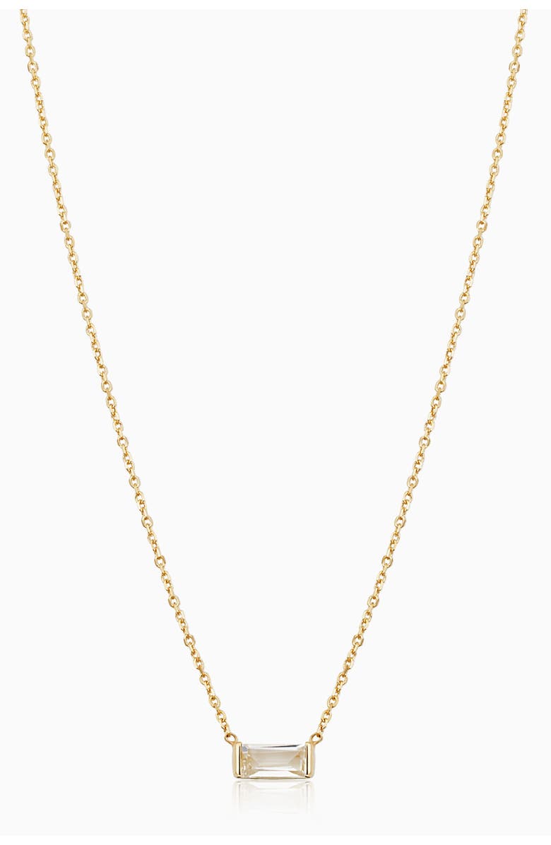Oradina 14K Gold Fresco Baguette Pendant Necklace, Main, color, Gold/White