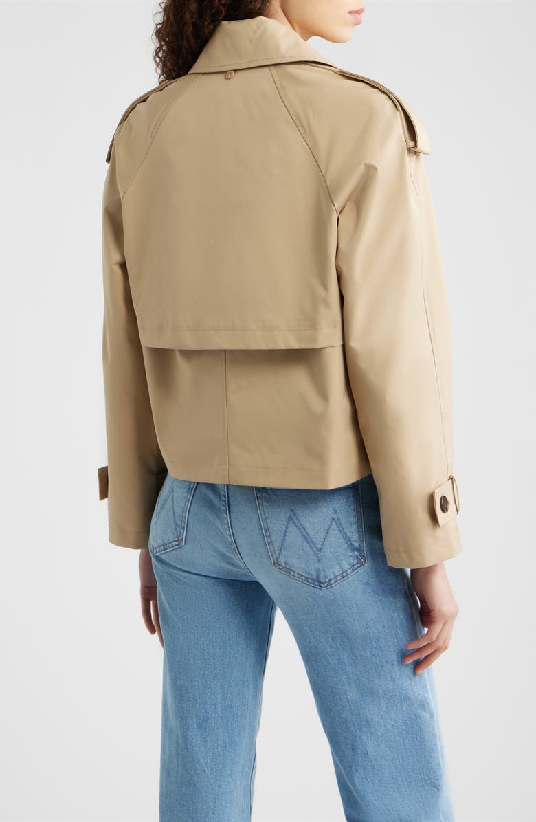 Michael Kors Crop Trench Coat with Removable Hood, Alternate, color, Khaki