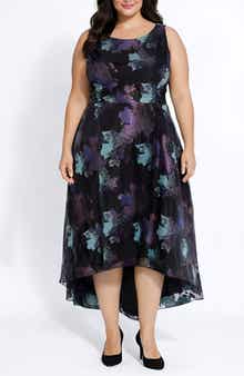 Sleeveless High Low Brocade Dress