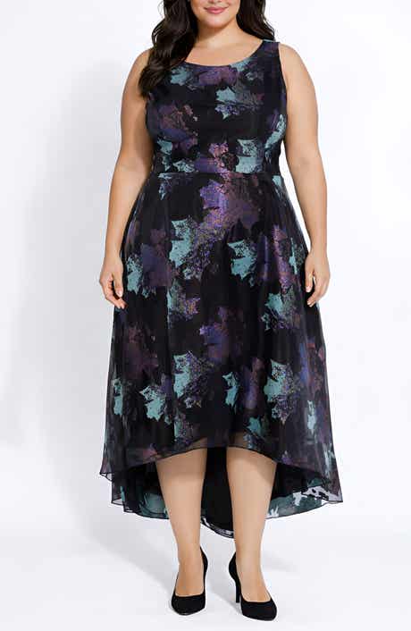 Sleeveless High Low Brocade Dress