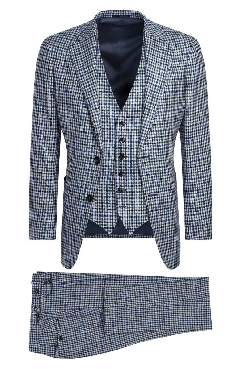 Suitsupply Havana Slim Fit Houndstooth Wool & Cashmere Three Piece Suit, Alternate, color,