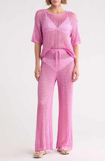 Open Knit Cover-Up Top & Pants Set
