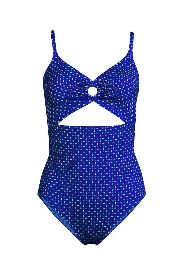 O-Ring Monokini One Piece Swimsuit, Alternate, color, Sapphire Ice Geo