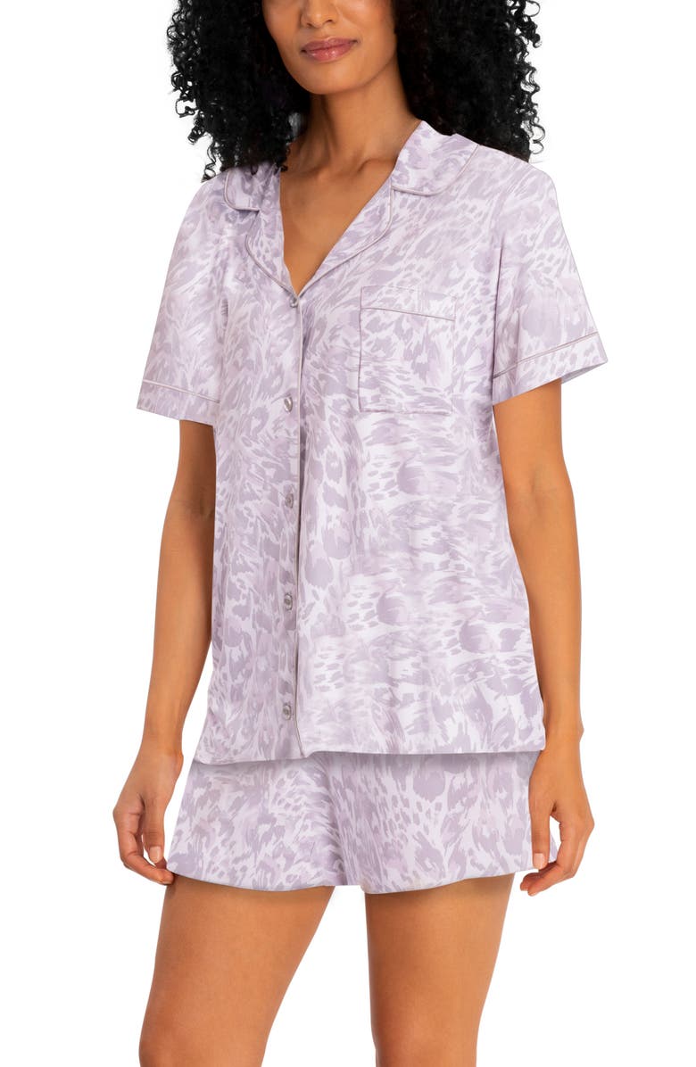 Light Pink Checkered Cotton Short Sleeve Top & Pants 2 Piece Pajama Set