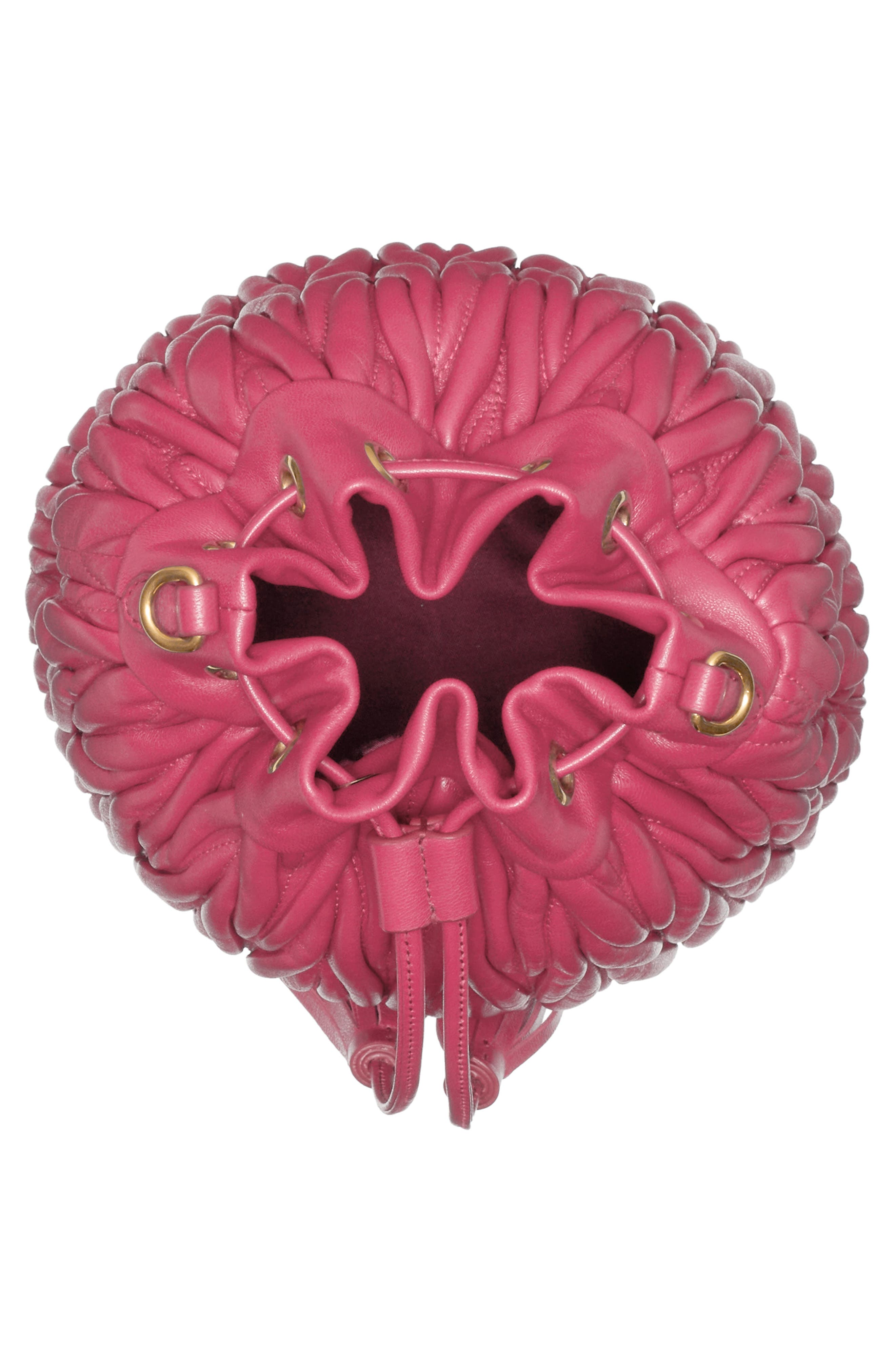 Miu Miu Small Matelassé Leather Bucket Bag, Alternate, color, 