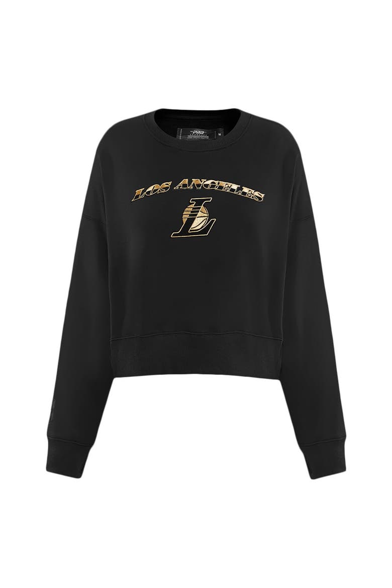 Women's Pro Standard  Black Los Angeles Lakers Glam Cropped Pullover Sweatshirt, Alternate, color, Black