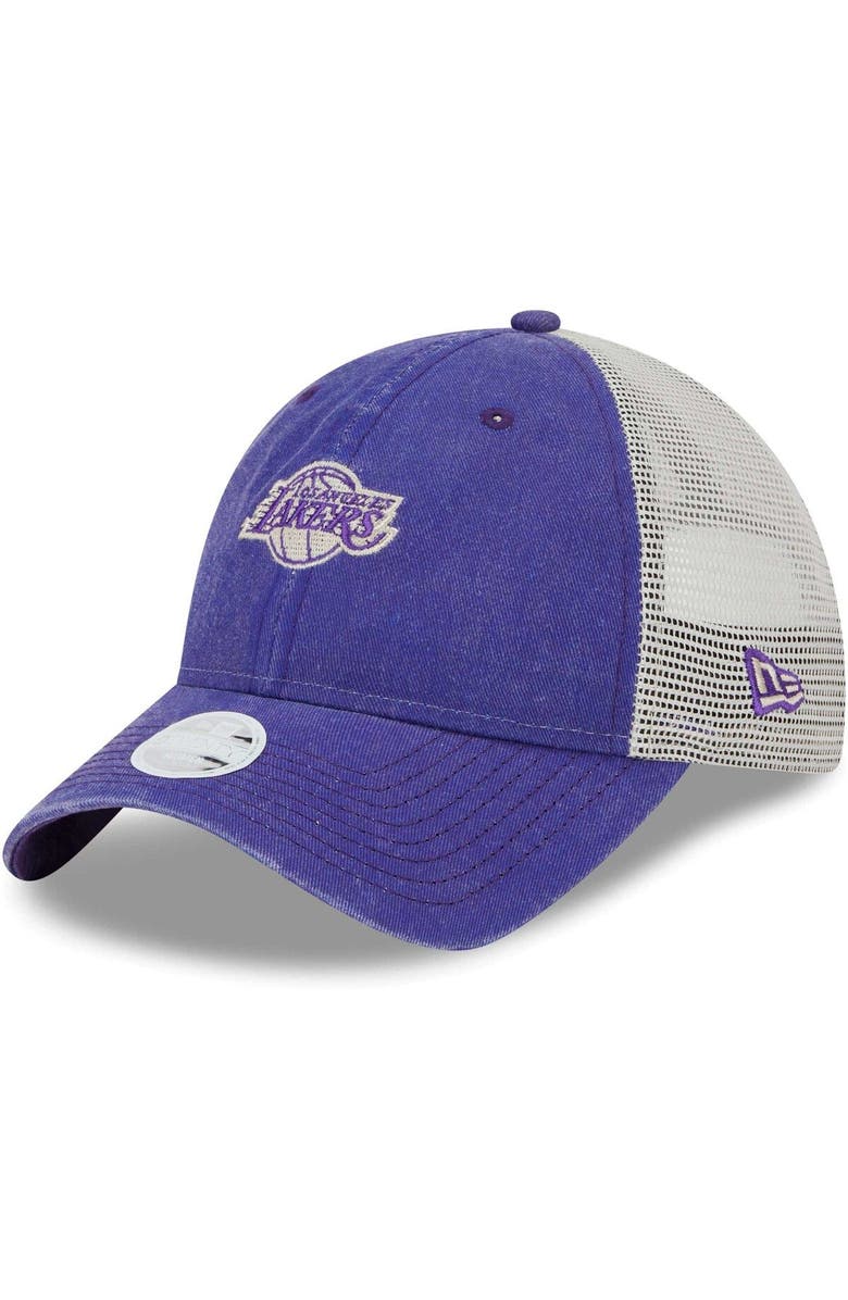 New Era Women's New Era  Purple Los Angeles Lakers Micro Logo 9TWENTY Trucker Adjustable Hat, Main, color, 