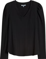 Wit & Wisdom Puff Shoulder Rib Top