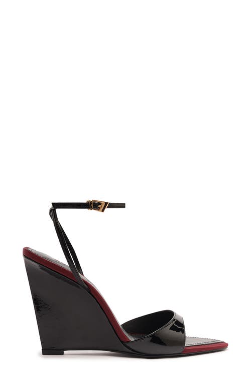 Schutz Elodie Ankle Strap Pointed Toe Wedge Sandal In Multi