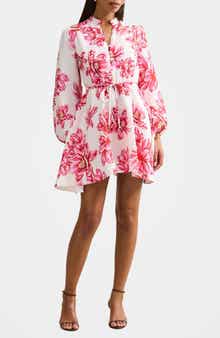 Annalise Tie Waist Long Sleeve Linen Blend Minidress