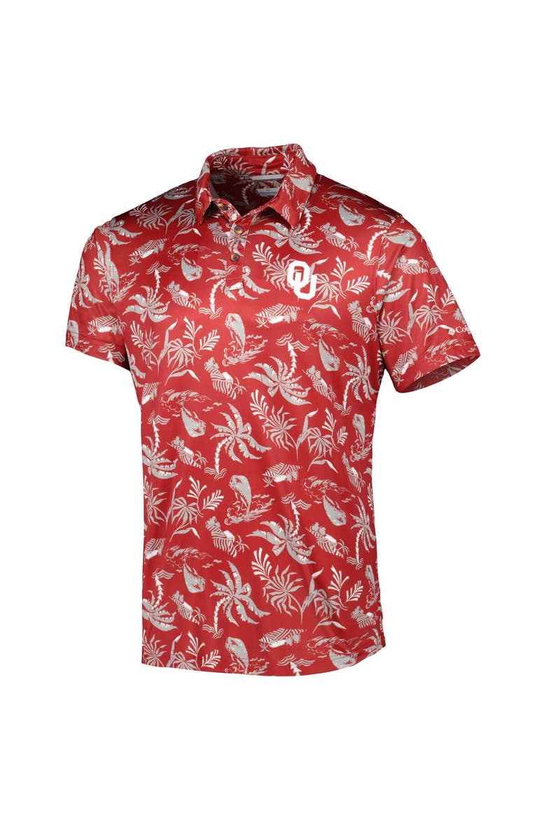 Men's Columbia Crimson Oklahoma Sooners Super Terminal Tackle Omni-Shade Polo, Alternate, color, Crimson