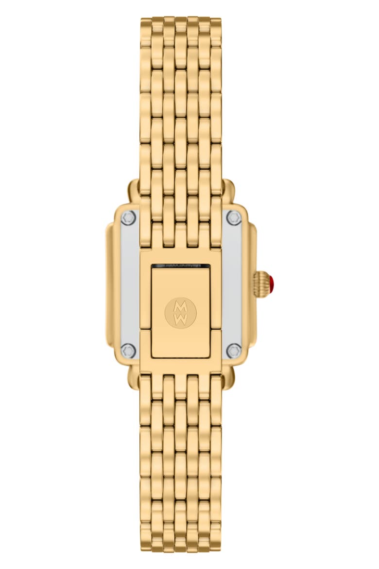 Mini Deco Madison Two-Tone 18K Gold Plate Diamond Bracelet Watch, 23mm x 24mm, Alternate, color, GOLD
