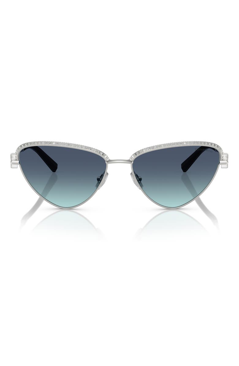 Tiffany & Co. 59mm Gradient Irregular Sunglasses, Main, color, Silver/ Blue Gradient