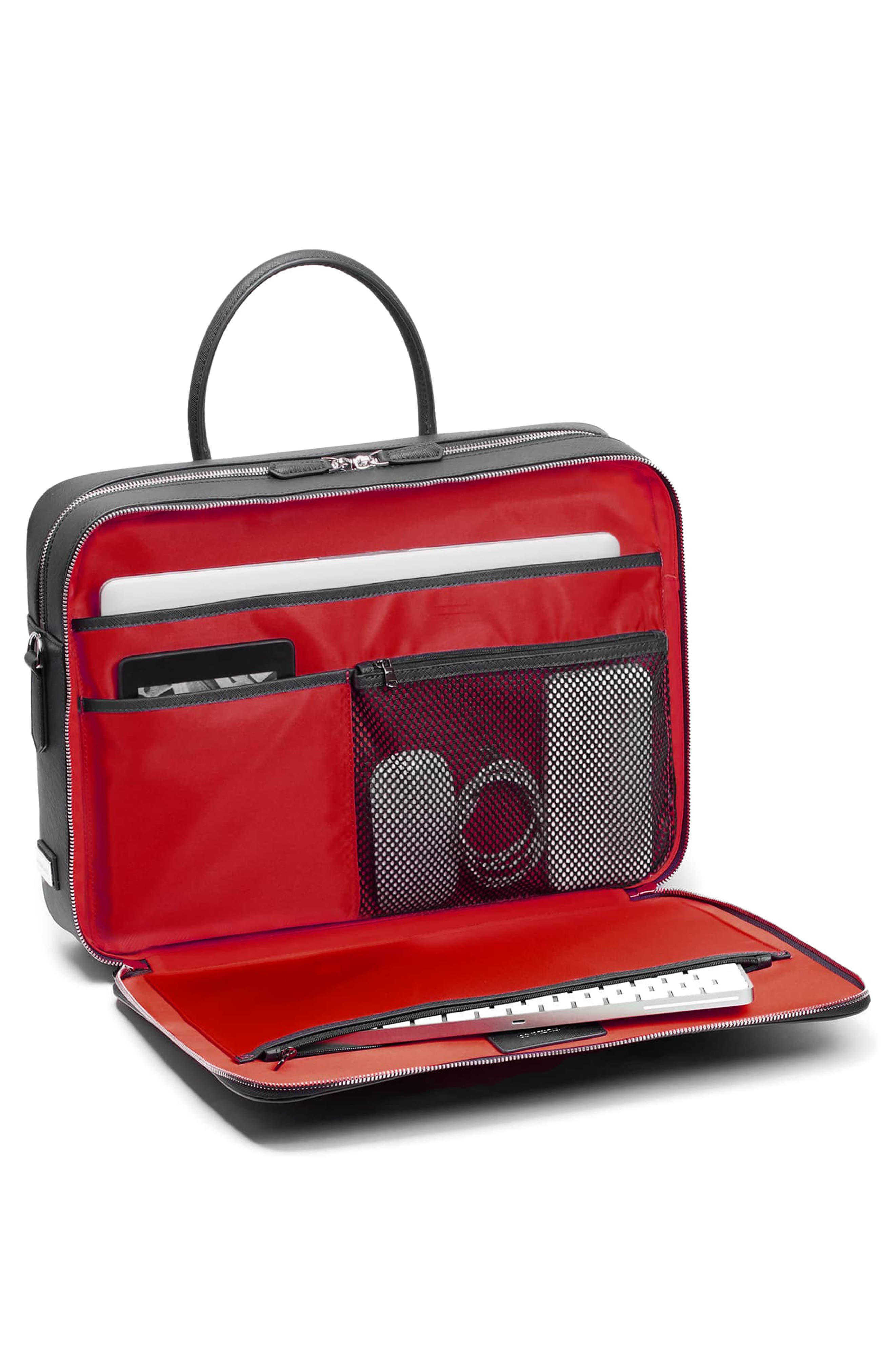 Maverick & Co. Manhattan Double Zip Leather Briefcase, Alternate, color, Black