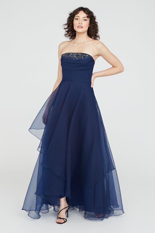 Theia Aubrey Strapless Beaded Organza Gown
