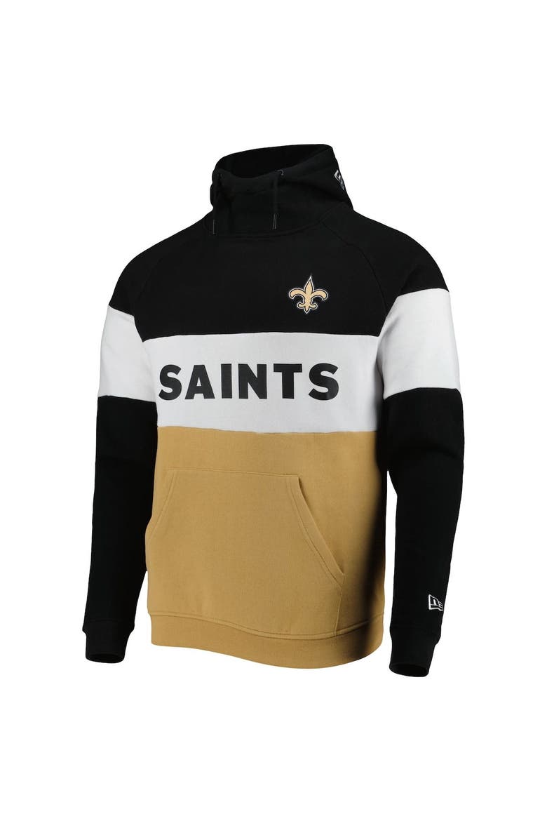 Men's New Era Gold/Black New Orleans Saints Colorblock Current Pullover Hoodie, Alternate, color, Gold