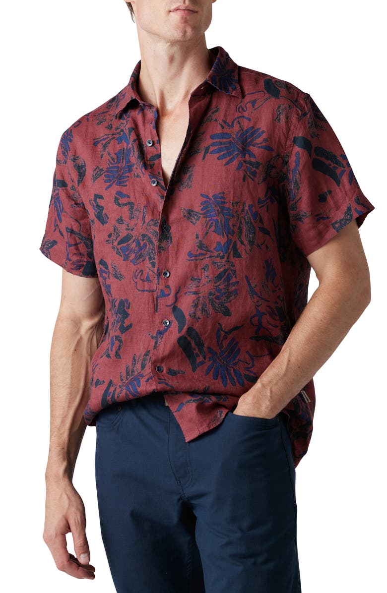 Rodd & Gunn Malvern Hill Floral Short Sleeve Linen Button-Up Shirt, Main, color, 