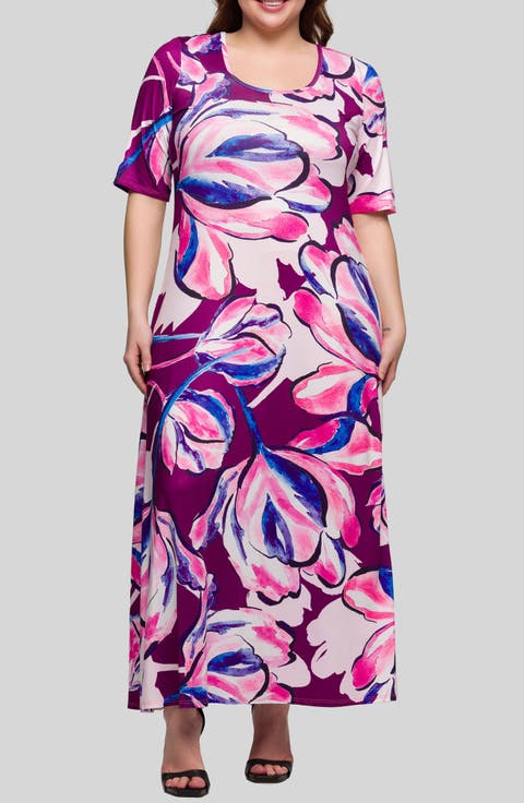 Floral A-Line Maxi Dress (Plus)
